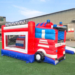 New design custom kids fire truck theme bouncy castle inflatable bounce house with slide for sale