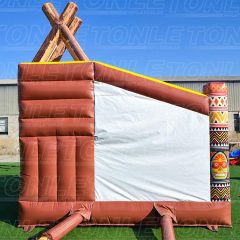 Customized bouncy castle tribal theme with dry slide combo for sale