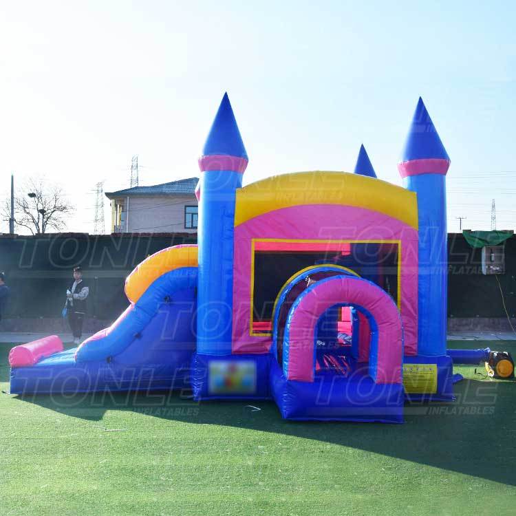 double lane slide inflatable bouncer combo with dry slide for sale