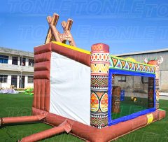 Customized bouncy castle tribal theme with dry slide combo for sale