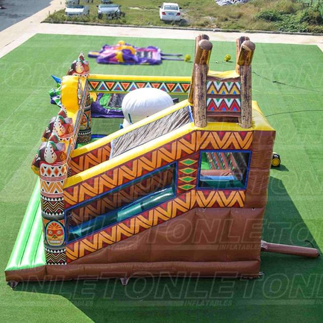 new design theme inflatable playground with rock climbing wall for sale