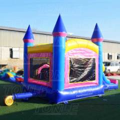 double lane slide inflatable bouncer combo with dry slide for sale