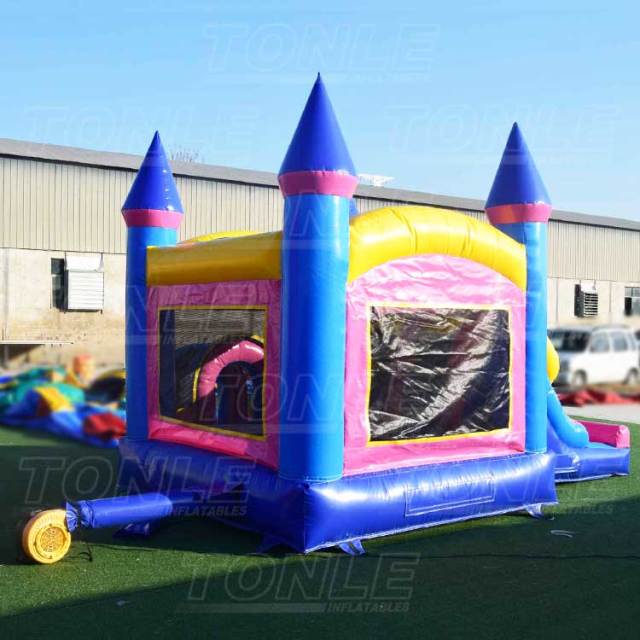 double lane slide inflatable bouncer combo with dry slide for sale
