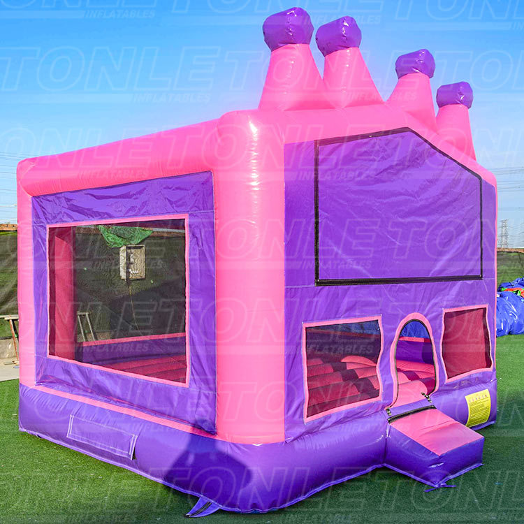 custom inflatable pink princess crown bounce house jumping castle