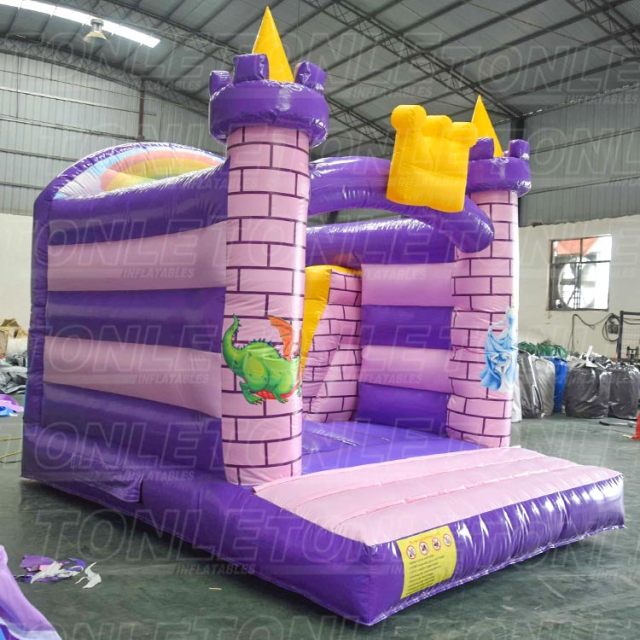 outdoor factory kids cheap inflatable pink princess bounce house with dry slide