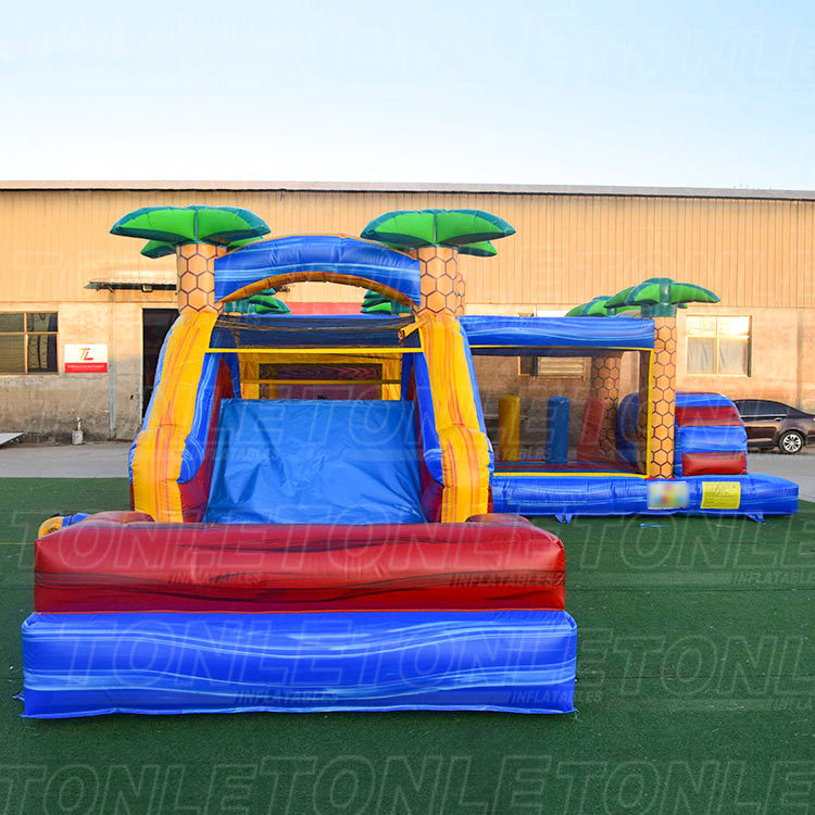 Factory customized cheap inflatable obstacles with bounce house and slide for sale