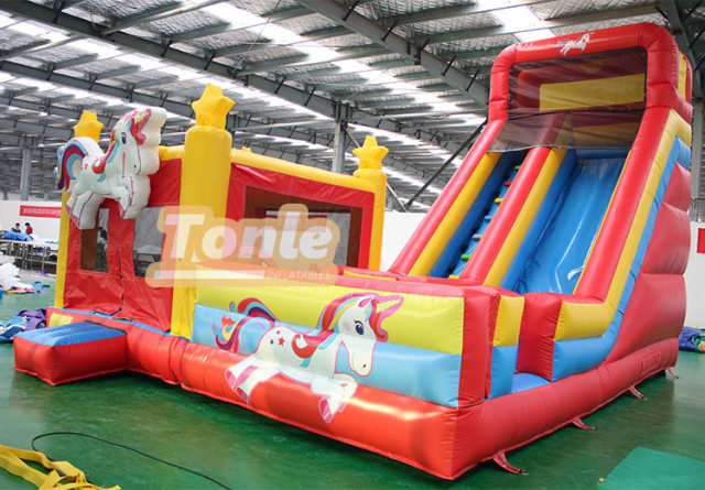 red unicorn bouncy castle inflatable bouncer slide combo for sale