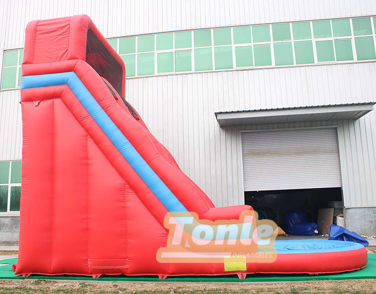 28ft classic red inflatable water slide with pool for sale