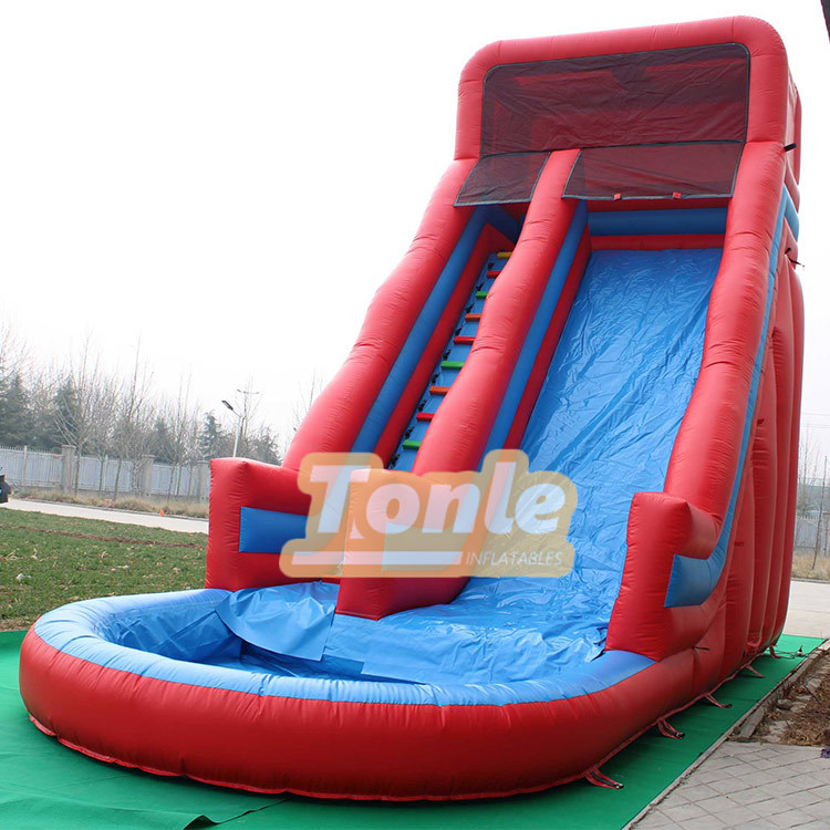 28ft classic red inflatable water slide with pool for sale