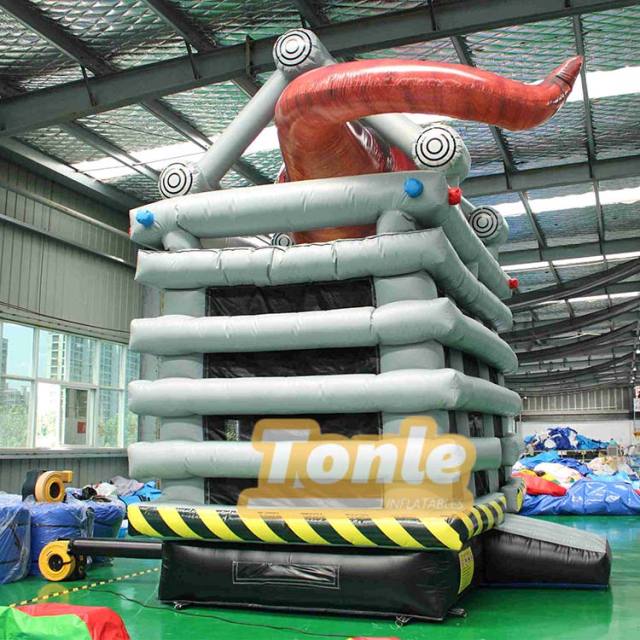 Custom T-Rex inflatable bounce house dry slide combo