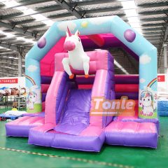 Unicorn themed bouncy castle inflatable bounce house
