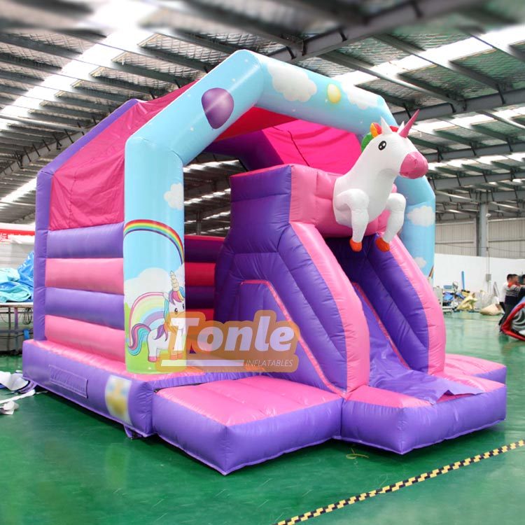 Unicorn themed bouncy castle inflatable bounce house