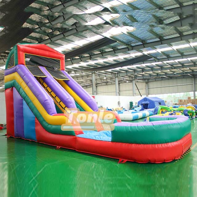 Custom Commercial Classic Rainbow Colors Inflatable Water Slide