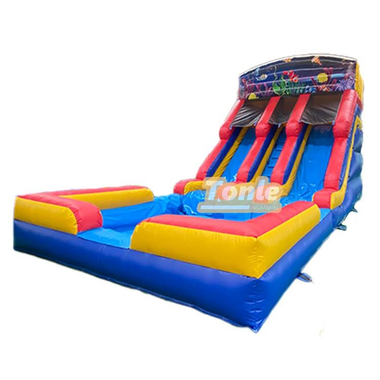 Factory custom cheap multi-style ocean theme with swimming pool inflatable water slide