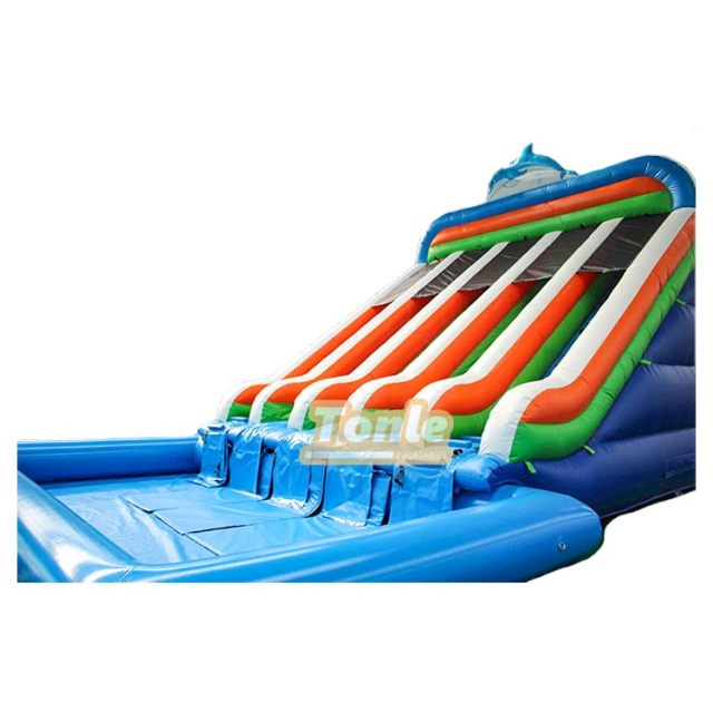 Factory custom cheap multi-style ocean theme with swimming pool inflatable water slide