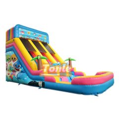 Factory custom cheap multi-style ocean theme with swimming pool inflatable water slide