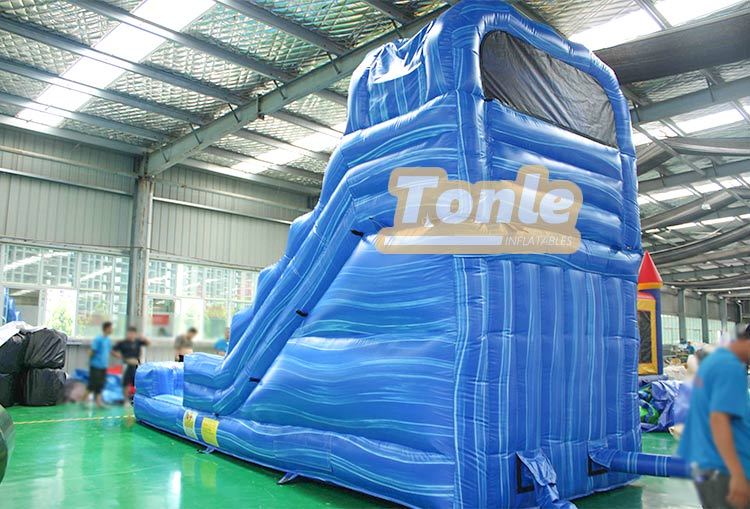 Factory custom blue colorful water slide with swimming pool