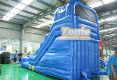 Factory custom blue colorful water slide with swimming pool