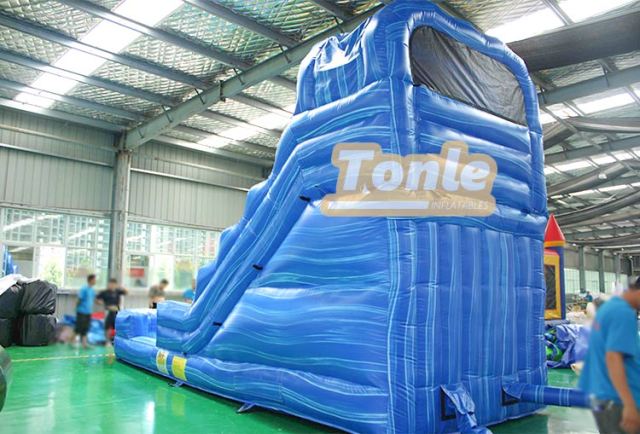 Factory custom blue colorful water slide with swimming pool