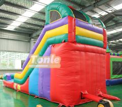 Custom Commercial Classic Rainbow Colors Inflatable Water Slide