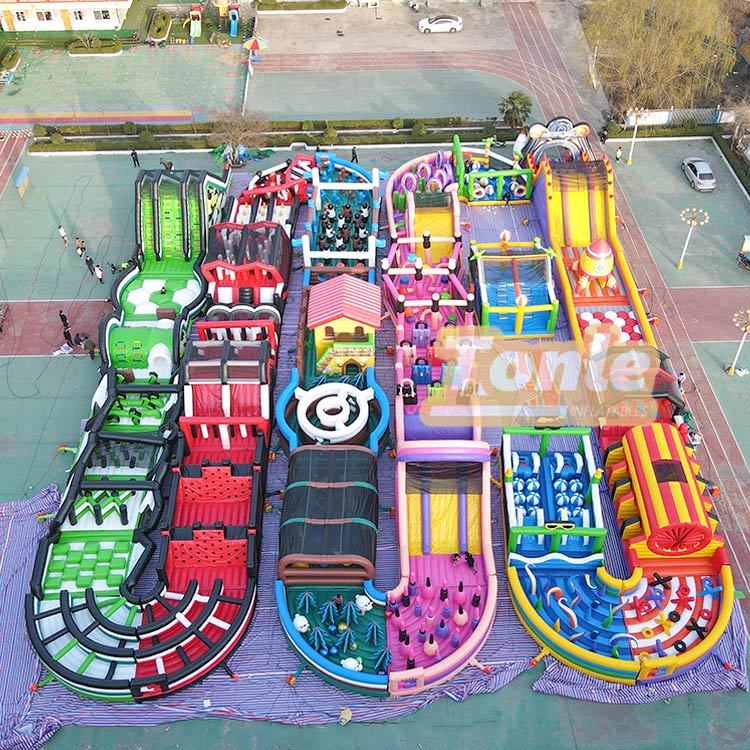 166*133ft large inflatable multi-event continuous obstacle course