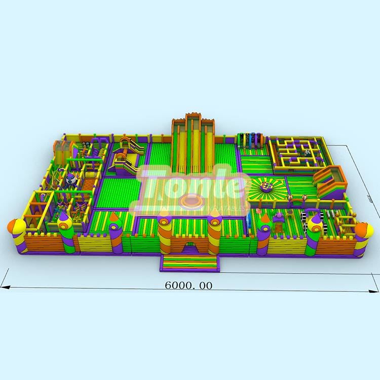 Customized 200FT large children's adult inflatable playground with multiple obstacles inflatable jumping castle