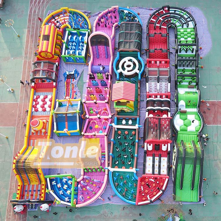 166*133ft large inflatable multi-event continuous obstacle course