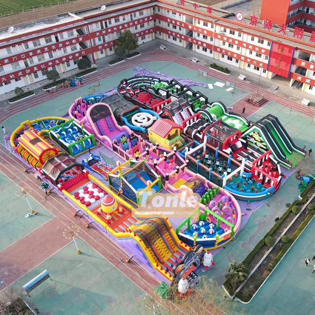 166*133ft large inflatable multi-event continuous obstacle course