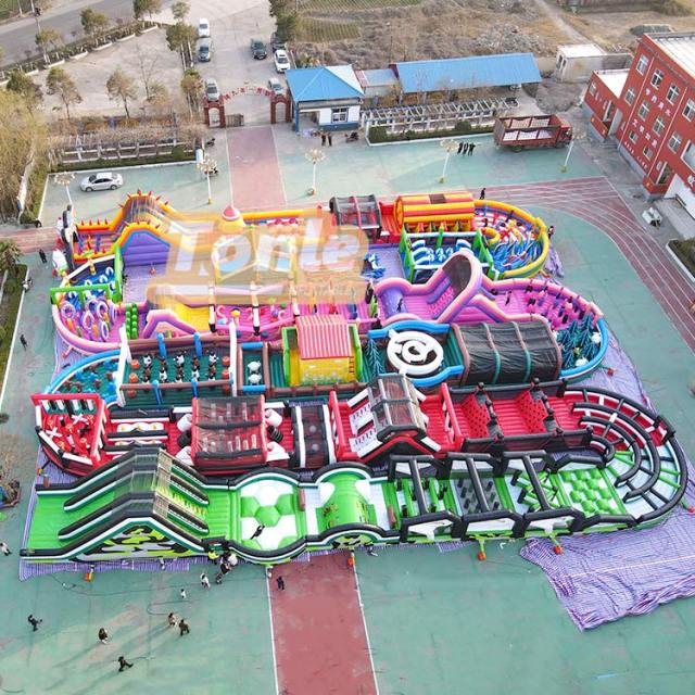 166*133ft large inflatable multi-event continuous obstacle course