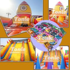 166*133ft large inflatable multi-event continuous obstacle course