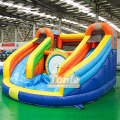 Custom Double Slide Inflatable Bounce House with Pool Combo