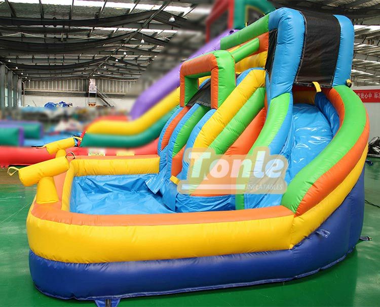 Factory custom inflatable pool water slide with water gun for kids
