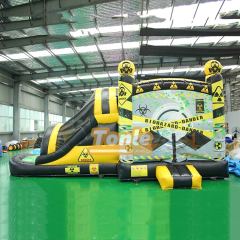 Toxic nuclear radiation theme inflatable bounce house slide combination