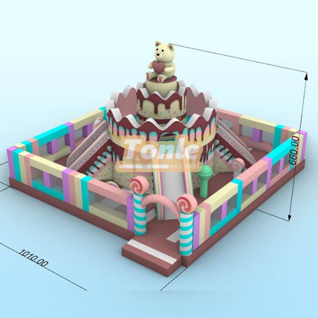 Custom Fantasy Large Cake Bear Inflatable Children's Playground Bouncy Castle