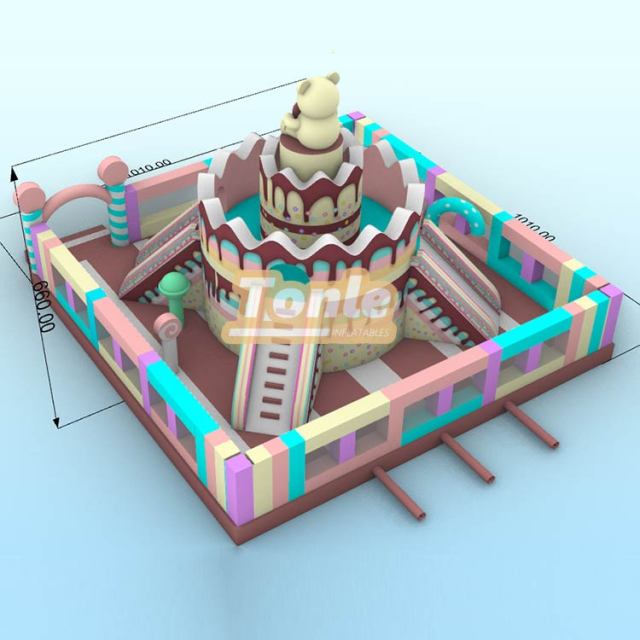 Custom Fantasy Large Cake Bear Inflatable Children's Playground Bouncy Castle