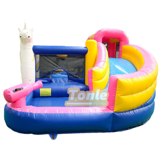 Unicorn Bounce House Backyard Water Slide Combo
