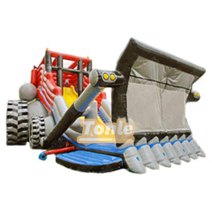 Large construction bulldozer inflatable slide