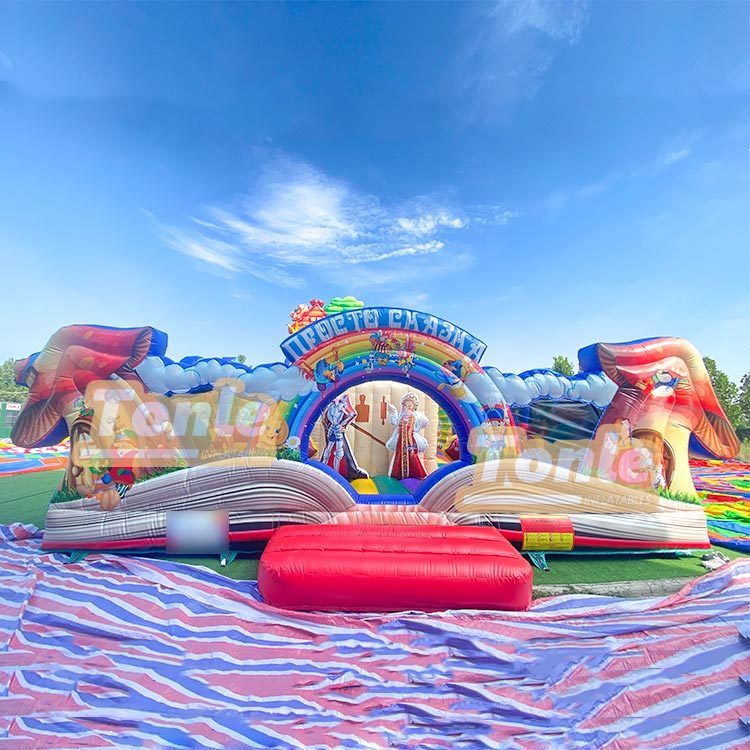 73*25.6*34ft Treehouse themed inflatable large slide
