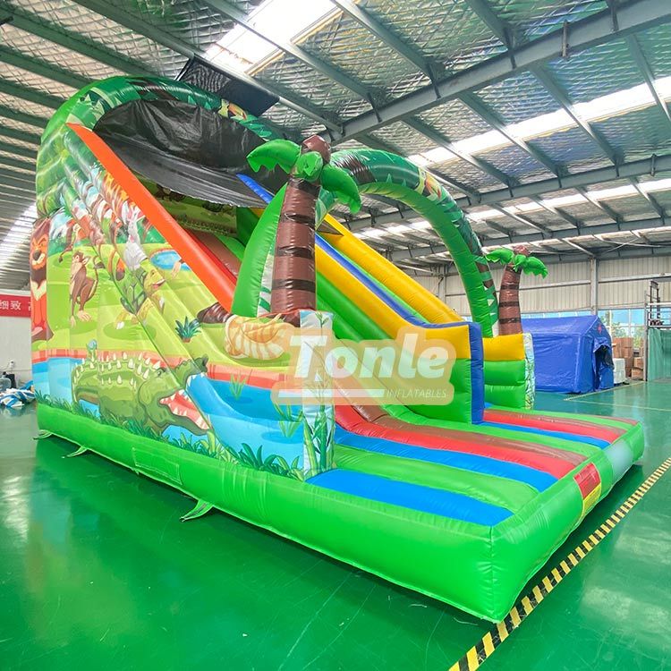 Forest animal theme inflatable dry slide