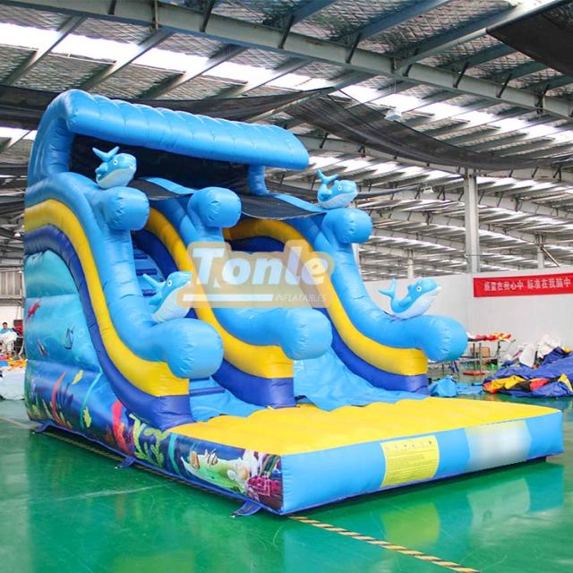 Ocean themed inflatable dry slide