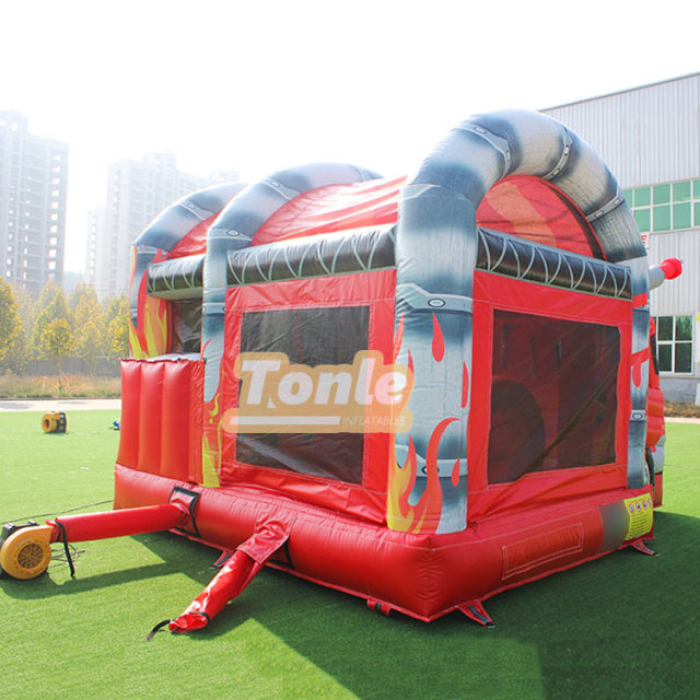 13*15ft inflatable fire truck bouncy castle slide combo