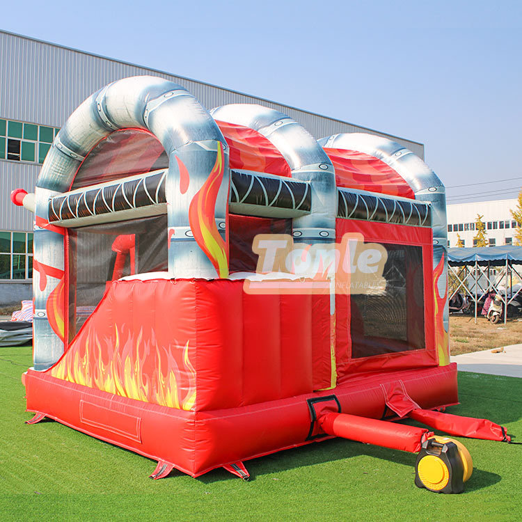 13*15ft inflatable fire truck bouncy castle slide combo
