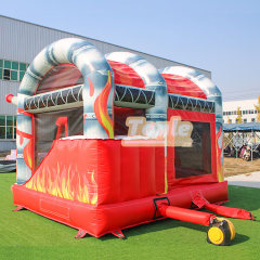 13*15ft inflatable fire truck bouncy castle slide combo