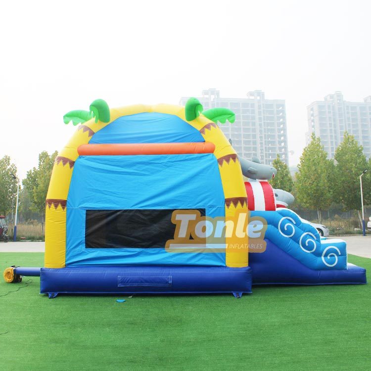Wholesale kids shark-themed bouncy castle slides for sale
