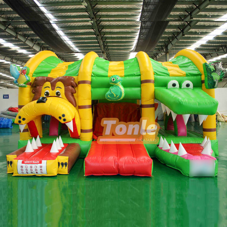 Crocodile Lion Jungle Theme Bouncy Castle