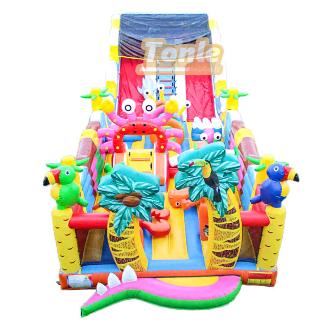 Factory customized ocean theme large inflatable slide park