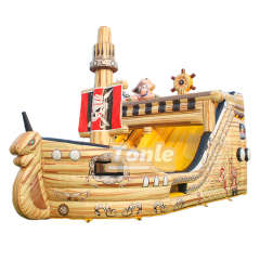 Vendor sells pirate ship themed inflatable slides