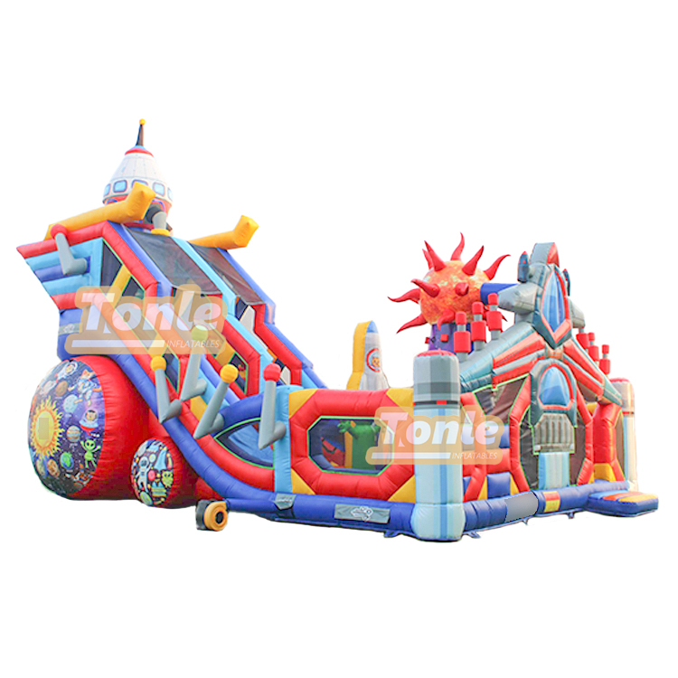 Customized large commercial spaceship theme inflatable fun city