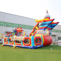 Customized large commercial spaceship theme inflatable fun city