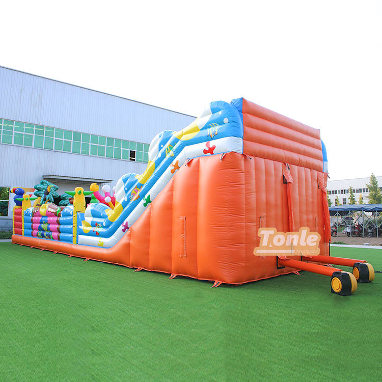 Factory customized ocean theme large inflatable slide park